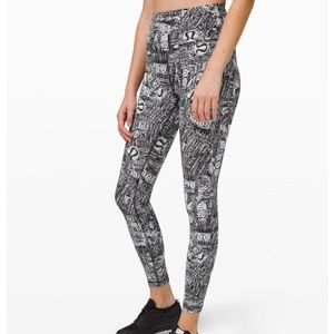 Lululemon Wunder Train High-rise Tights 25" In Tear It Up Alpine White Black